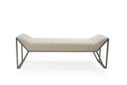 63" Gray Faux Leather and Metal Upholstered Bench