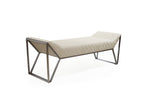 63" Gray Faux Leather and Metal Upholstered Bench