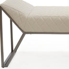 63" Gray Faux Leather and Metal Upholstered Bench