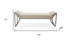 63" Gray Faux Leather and Metal Upholstered Bench