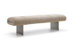63" Beige and Gray Boucle and Metal Upholstered Bench