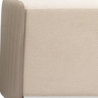 58" Taupe and Brown Boucle and Wood Upholstered Bench