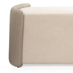 58" Taupe and Brown Boucle and Wood Upholstered Bench