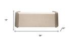 58" Taupe and Brown Boucle and Wood Upholstered Bench