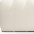 59" White and Brown Boucle and Wood Upholstered Bench