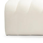 59" White and Brown Boucle and Wood Upholstered Bench