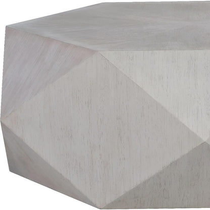 50" Gray Wood Hexagon Distressed Block Coffee Table