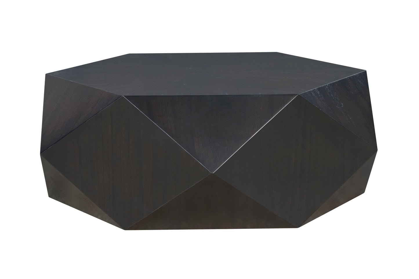 50" Black Wood Hexagon Block Coffee Table