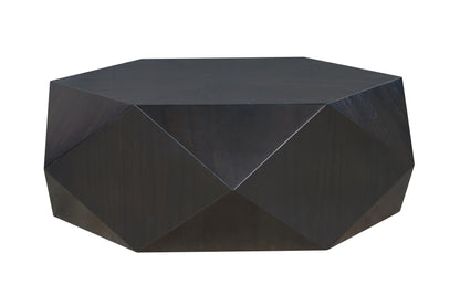 50" Black Wood Hexagon Block Coffee Table
