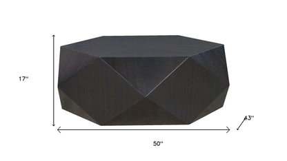 50" Black Wood Hexagon Block Coffee Table