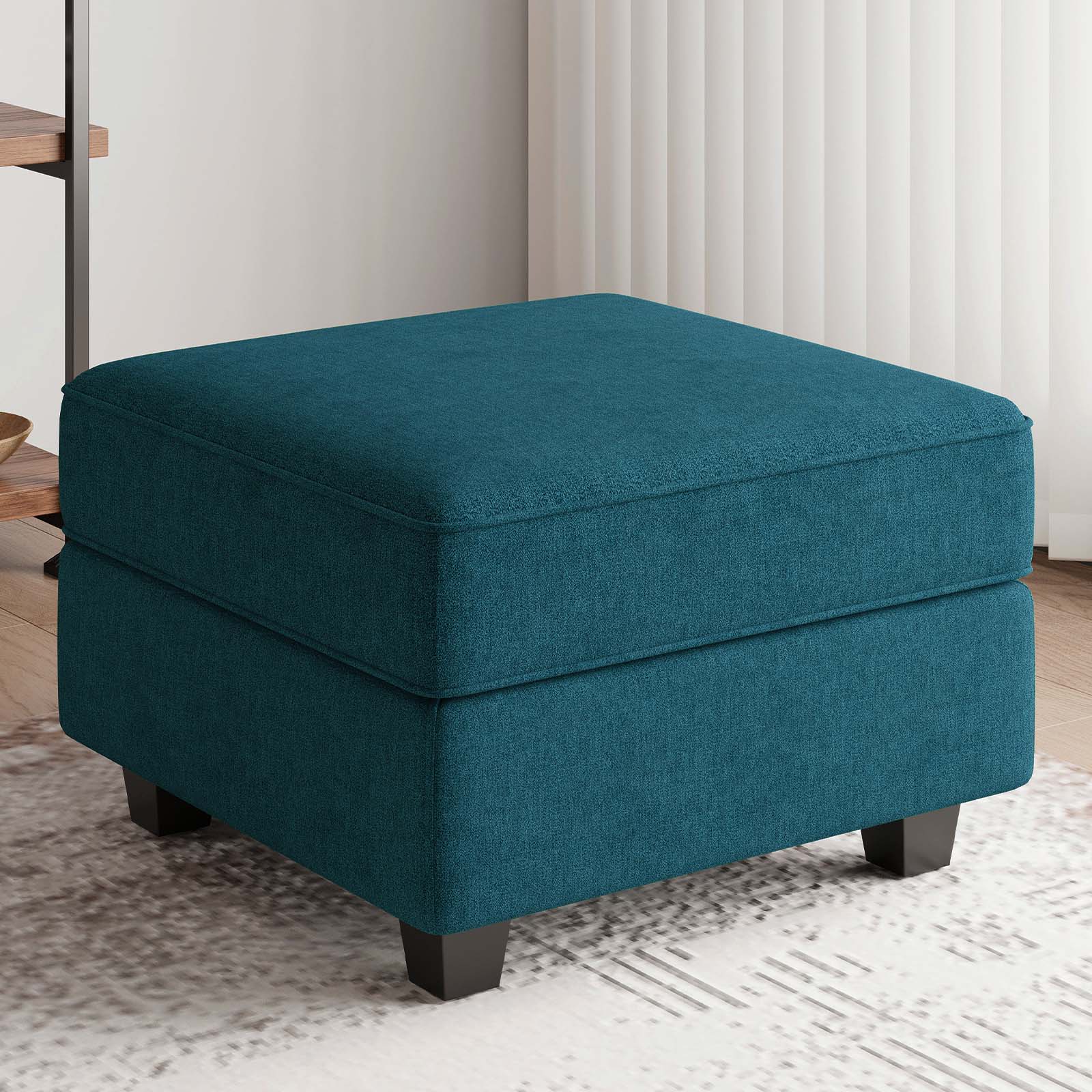 26" Black Velvet Storage Ottoman