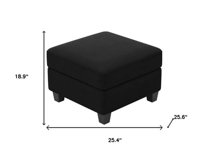 25" Black Velvet Storage Ottoman