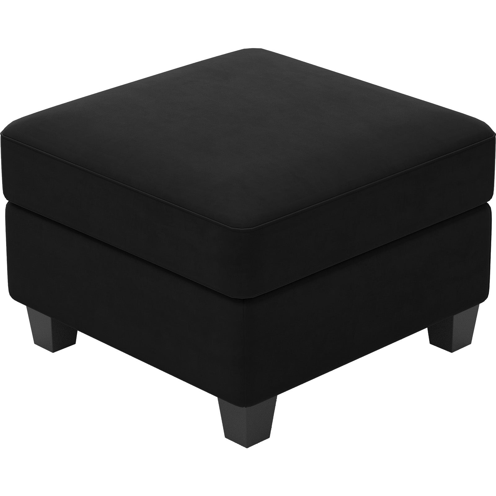 25" Black Velvet Storage Ottoman