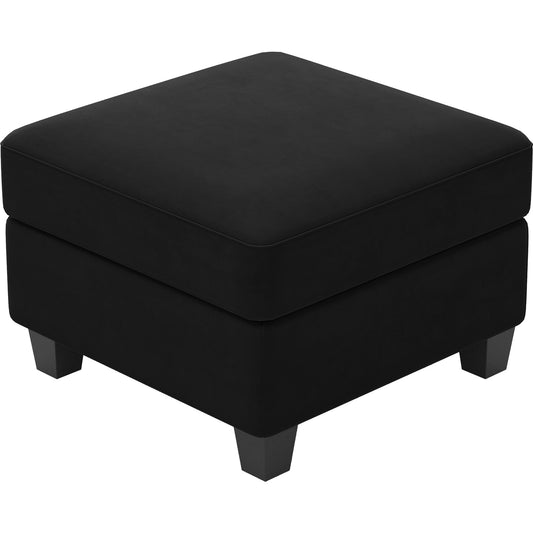 25" Black Velvet Storage Ottoman