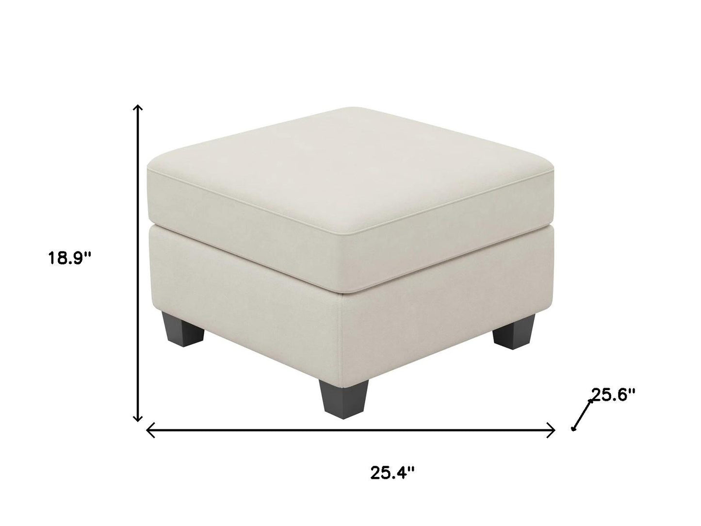 25" Beige and Black Velvet Storage Ottoman
