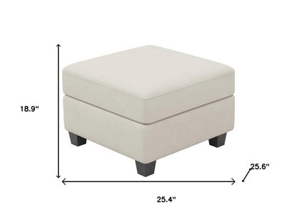 25" Beige and Black Velvet Storage Ottoman