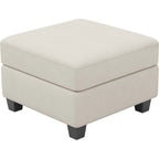 25" Beige and Black Velvet Storage Ottoman