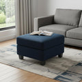 25" Blue and Black Velvet Storage Ottoman
