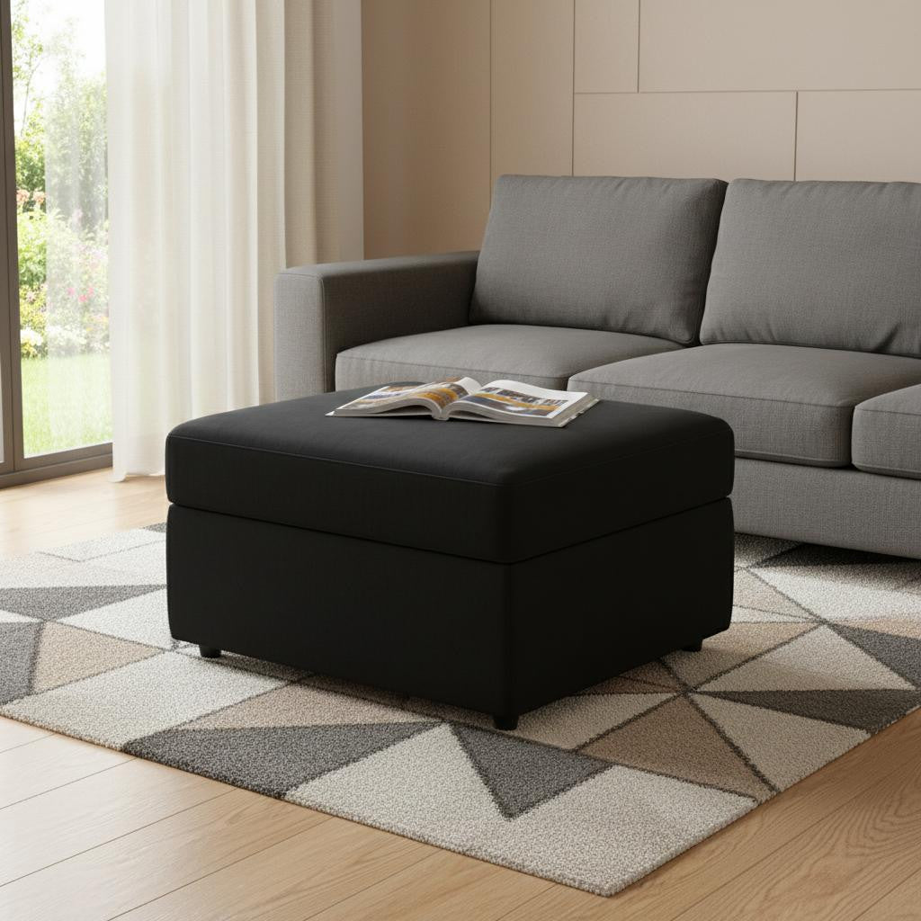 30" Black Velvet Storage Ottoman