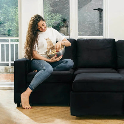 30" Black Velvet Storage Ottoman