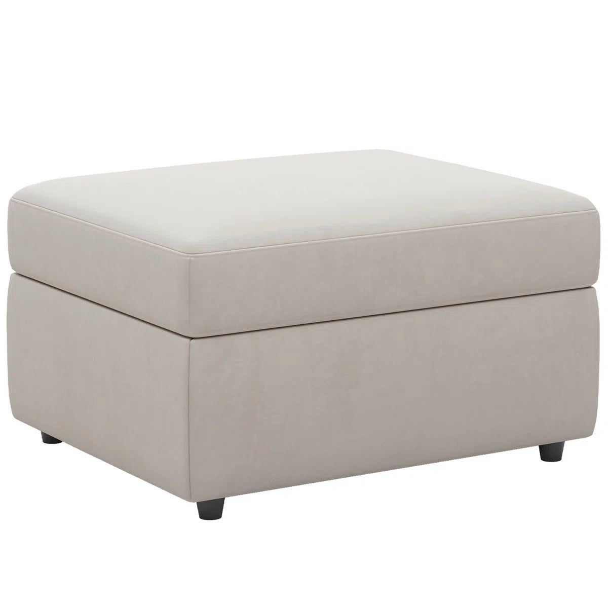 30" Beige and Black Velvet Storage Ottoman