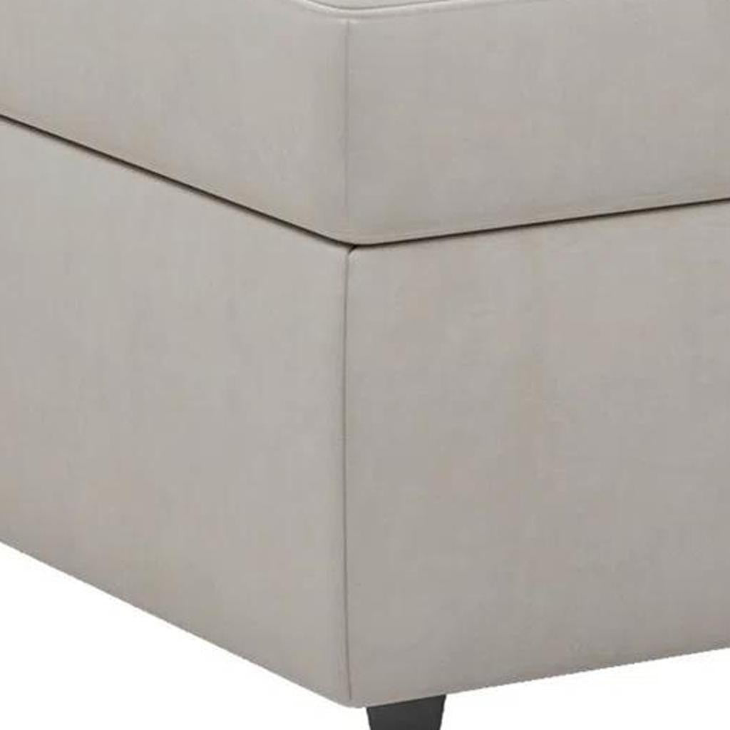 30" Beige and Black Velvet Storage Ottoman