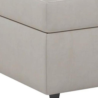30" Beige and Black Velvet Storage Ottoman