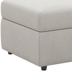 30" Beige and Black Velvet Storage Ottoman