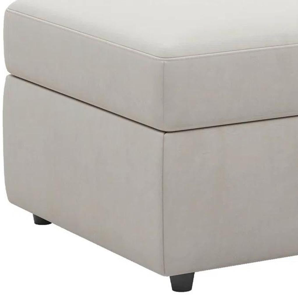 30" Beige and Black Velvet Storage Ottoman