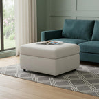 30" Beige and Black Velvet Storage Ottoman