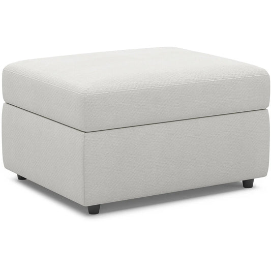 30" Beige and Black Chenille Storage Ottoman