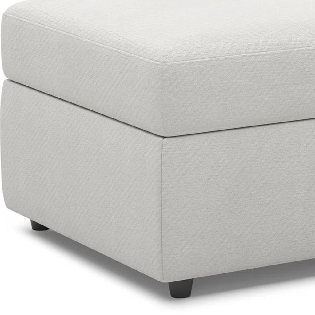 30" Beige and Black Chenille Storage Ottoman