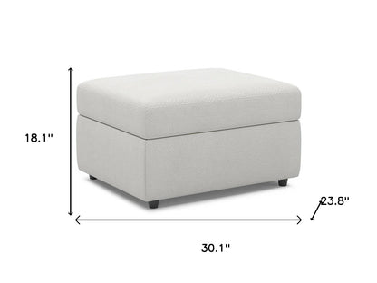 30" Beige and Black Chenille Storage Ottoman