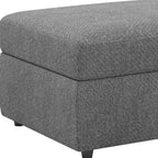 30" Light Gray and Black Chenille Storage Ottoman