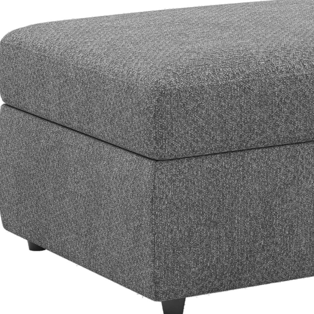 30" Light Gray and Black Chenille Storage Ottoman