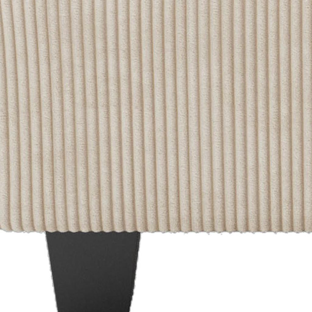 26" Beige and Black Corduroy Storage Ottoman