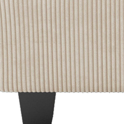 26" Beige and Black Corduroy Storage Ottoman