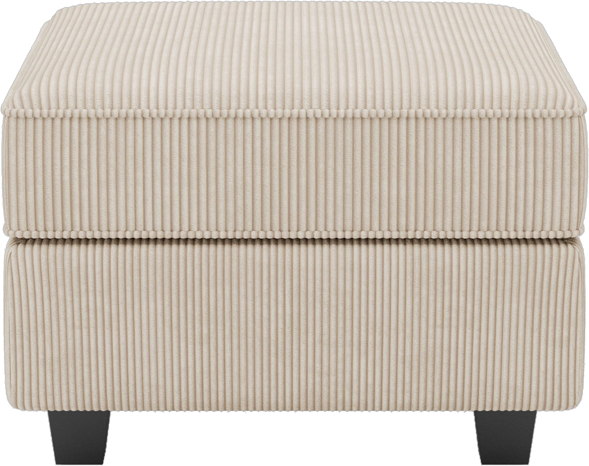 26" Beige and Black Corduroy Storage Ottoman