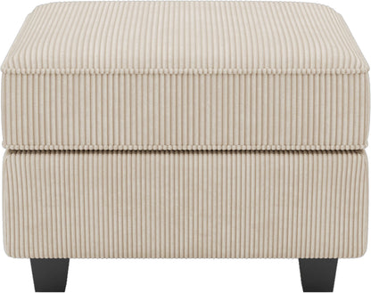 26" Beige and Black Corduroy Storage Ottoman