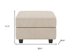26" Beige and Black Corduroy Storage Ottoman
