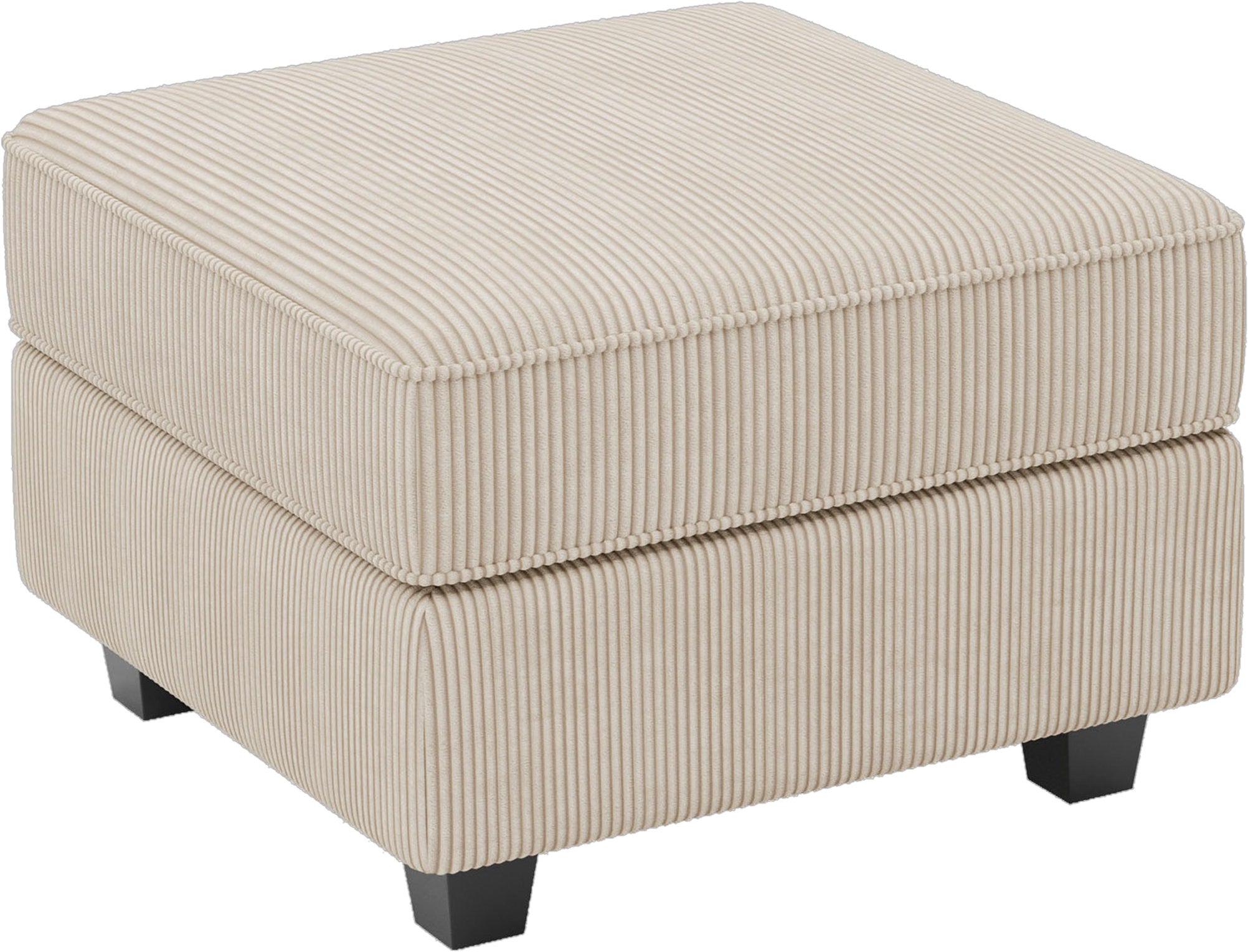 26" Beige and Black Corduroy Storage Ottoman