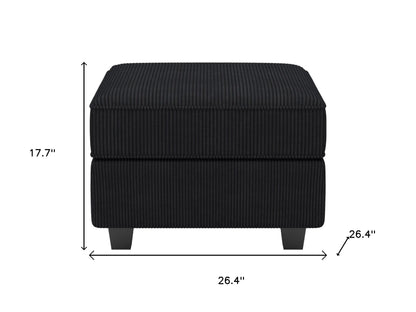 26" Black Corduroy Storage Ottoman