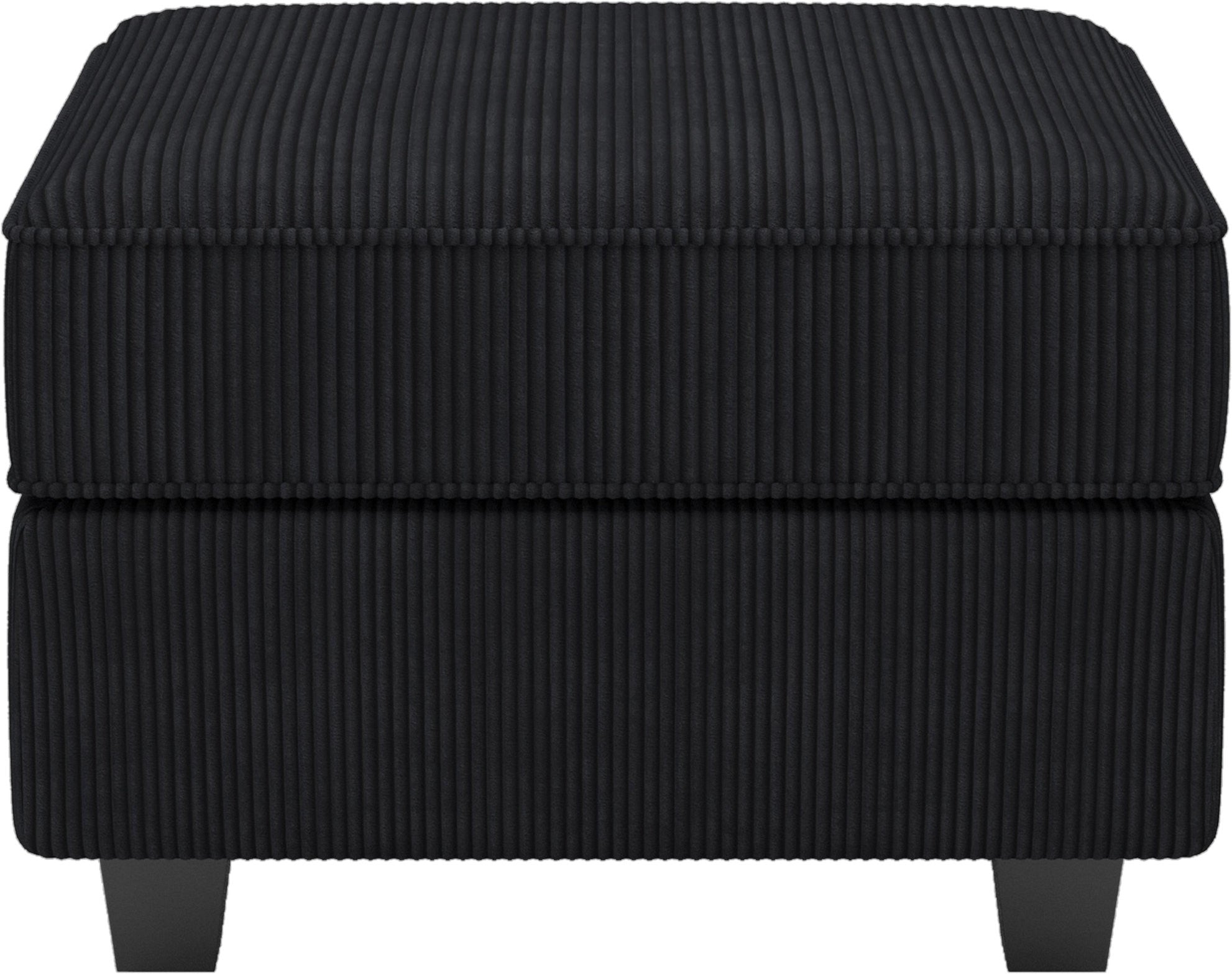 26" Black Corduroy Storage Ottoman