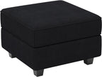 26" Black Corduroy Storage Ottoman