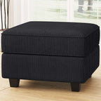 26" Black Corduroy Storage Ottoman