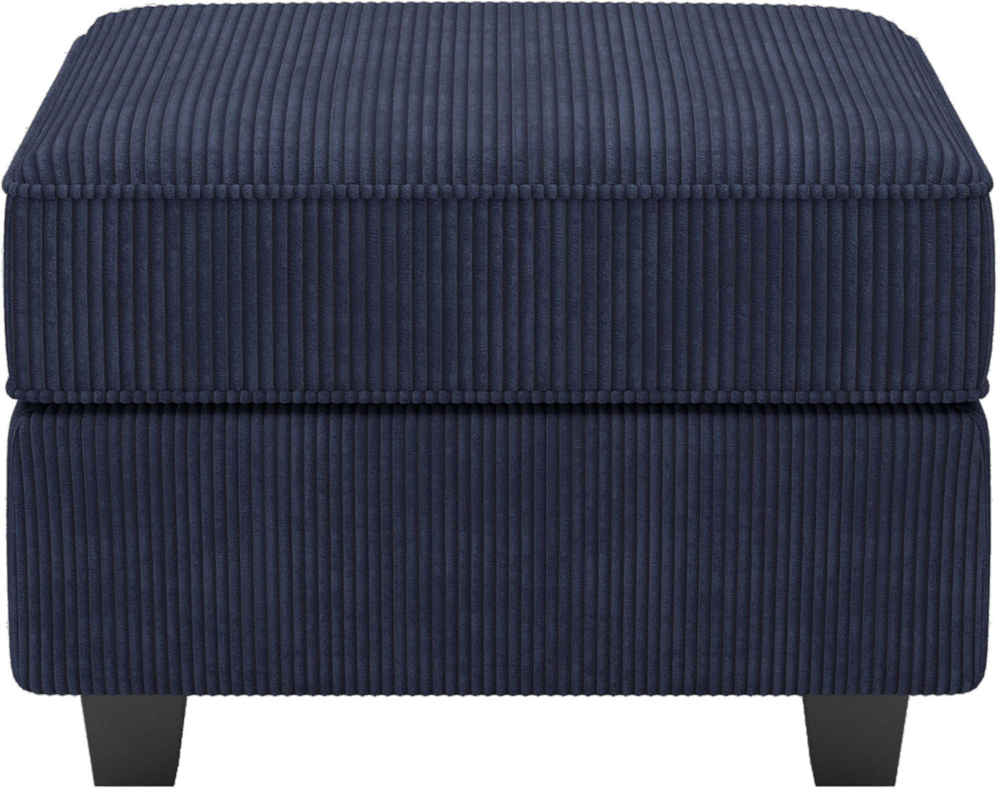 26" Blue and Black Corduroy Storage Ottoman