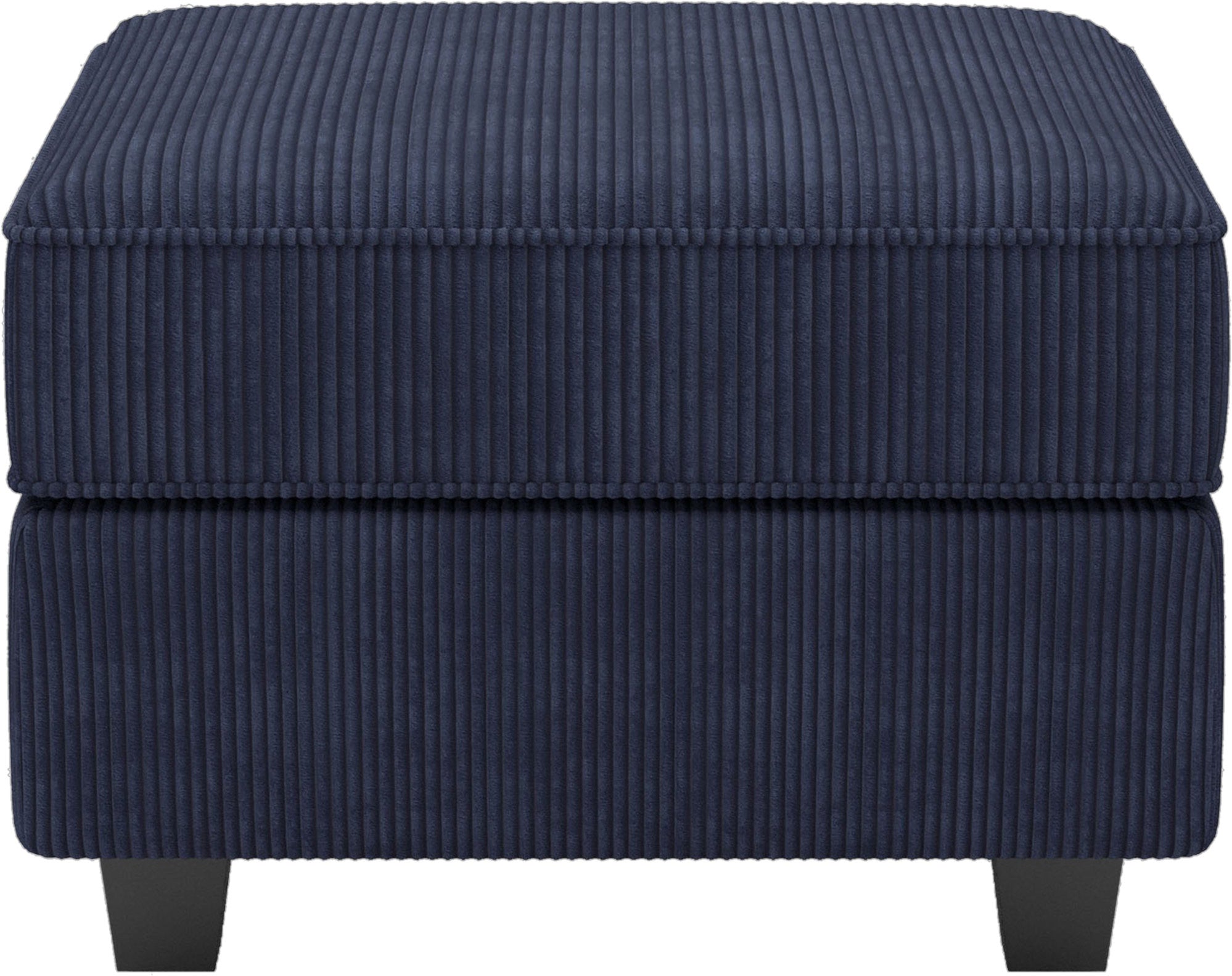 26" Blue and Black Corduroy Storage Ottoman