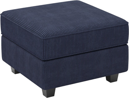 26" Blue and Black Corduroy Storage Ottoman