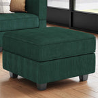 26" Green and Black Corduroy Storage Ottoman