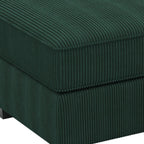 26" Green and Black Corduroy Storage Ottoman